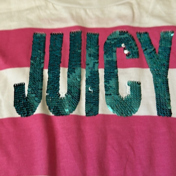 Juicy Couture Striped Dress Sequin Logo Pink White Gurls 3XL - Picture 2 of 6